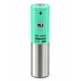 باتری لیتیوم یون 3.7v سایز 18650 سرتخت 3000mAh جریان دشارژ 20A مارک MJ