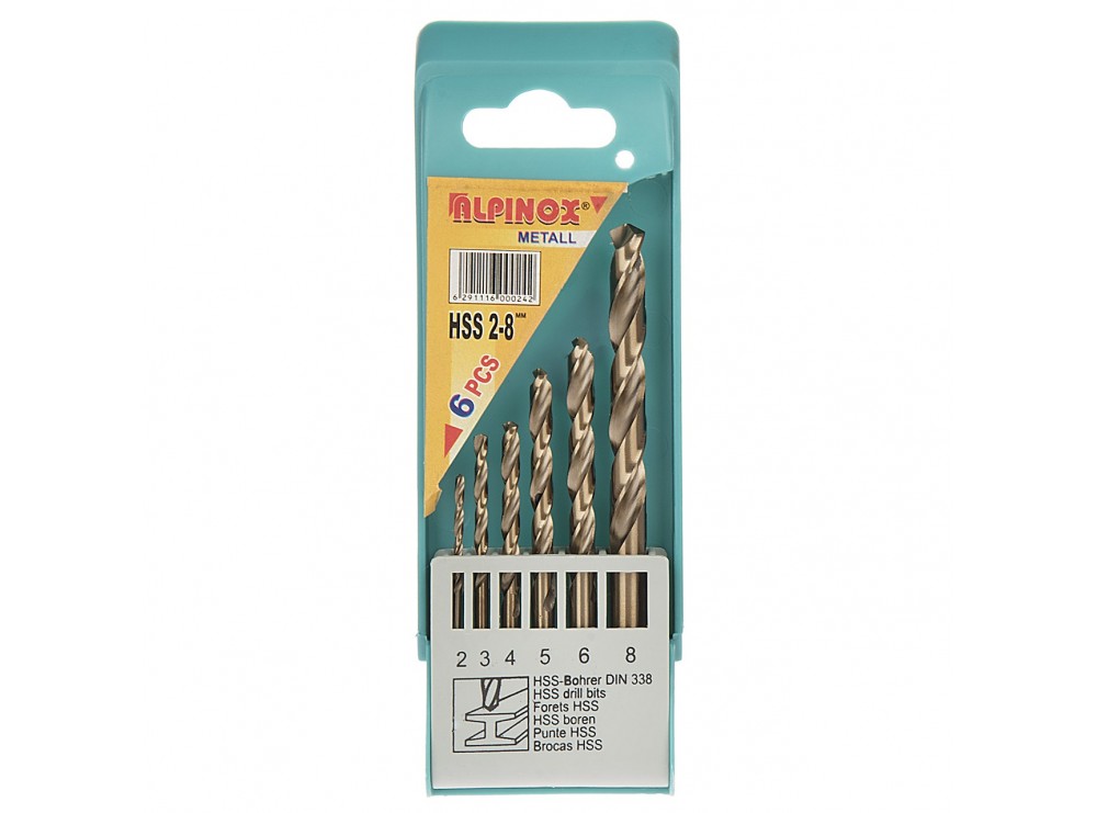 ست 6 عددی مته فلز ALPINOX مدل HSS2-8