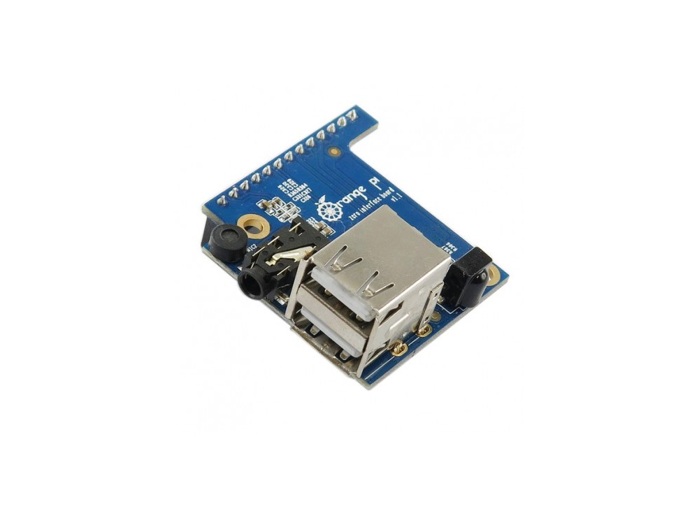 شیلد برد Orange Pi Zero دارای دو پورت USB ، رسیور IR ، میکروفن و خروجی AV