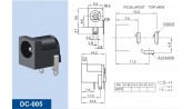جک آداپتوری مادگی مشکی استاندارد DC-005 قطر پین 2.0mm