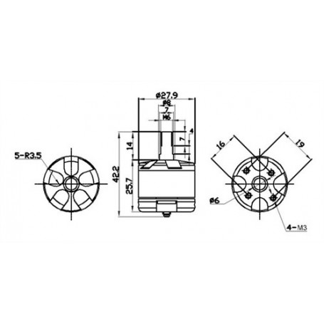 موتور براشلس E-MAX MT2213/935KV نوع ساعتگرد (CW) به همراه ملخ