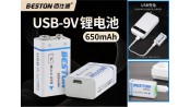 باتری کتابی 9 ولت لیتیوم یون قابل شارژ 650mAh مارک BESTON با ورودی MicroUSB