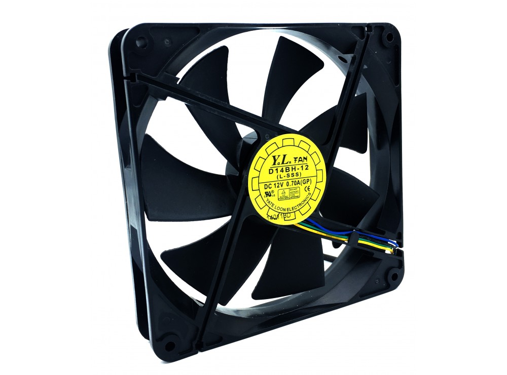 فن 12V چهار سیمه سایز 14x14 ضخامت 2.5cm مدل D14BH-12 مارک YALN