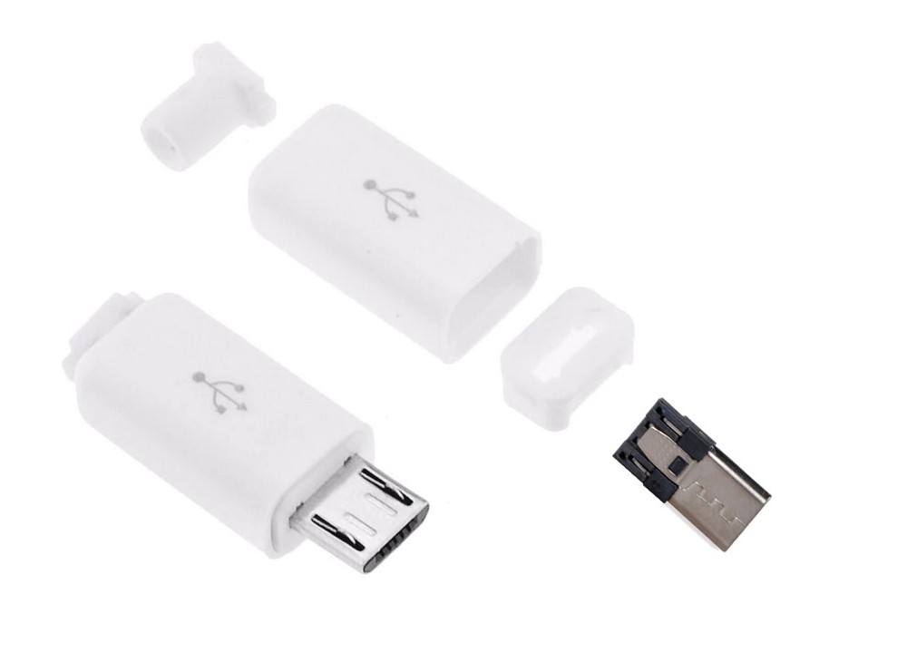 کانکتور USB Micro نری (Plug) به همراه کاور سفید 