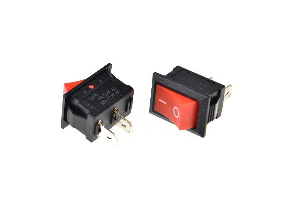 کلید راکر دوحالته دو پین قرمز 13x9x8mm