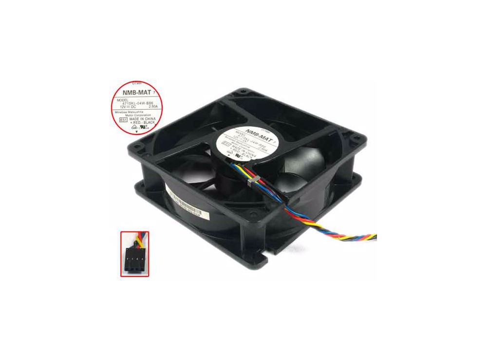 فن 12V-2.5A چهار سیمه سایز 12X12 ضخامت 3.8 سانت NMB-MAT مدل 4715KL-04W-B86
