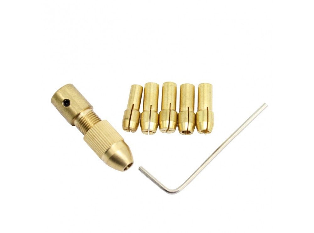 ست سه نظام پنج سر با قطر شافت 5mm و سایز مته 0.8 تا 3mm