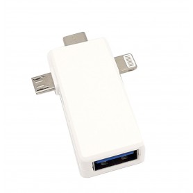 مبدل USB3.0 به سه سر Lightning , Micro USB , Type-C