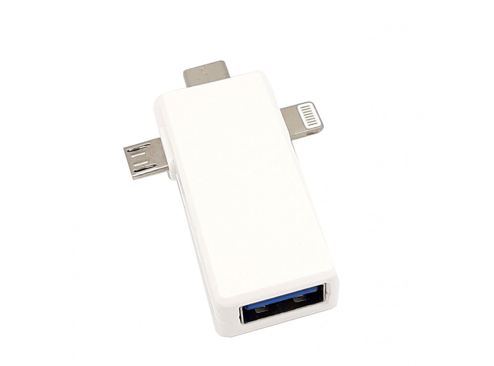 مبدل USB3.0 به سه سر Lightning , Micro USB , Type-C