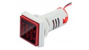 ولتمتر و آمپرمتر چراغ سیگنالی AC500V-100A قرمز مربعی مدل AD16-22