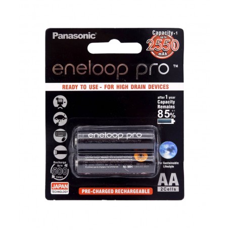 باتری قلمی eneloop pro قابل شارژ 2550mAh دوتایی مارک Panasonic