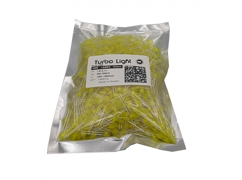 LED اوال 5mm زرد مرغوب تایوانی مارک Turbo Light 