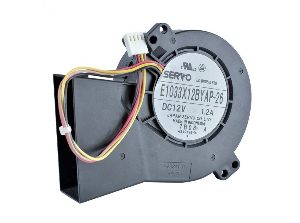 فن براشلس حلزونی چهار سیمه 12V سایز 8x8 مدل SERVO E1033X12BYAP