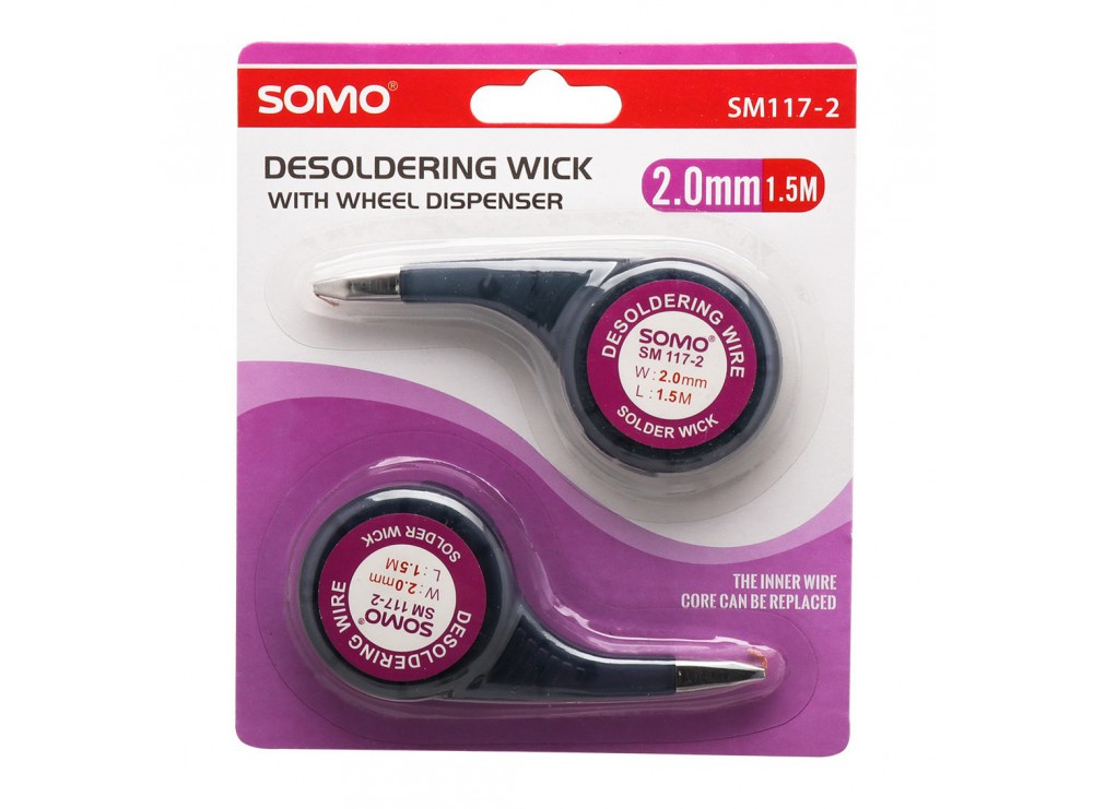 پک دوتایی سیم قلع کش حلزونی 1.5متری عرض 2mm سومو SOMO مدل SM117-2