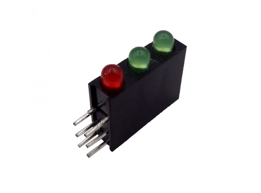 LED قابدار سه تایی سبز-قرمز رایت 3mm