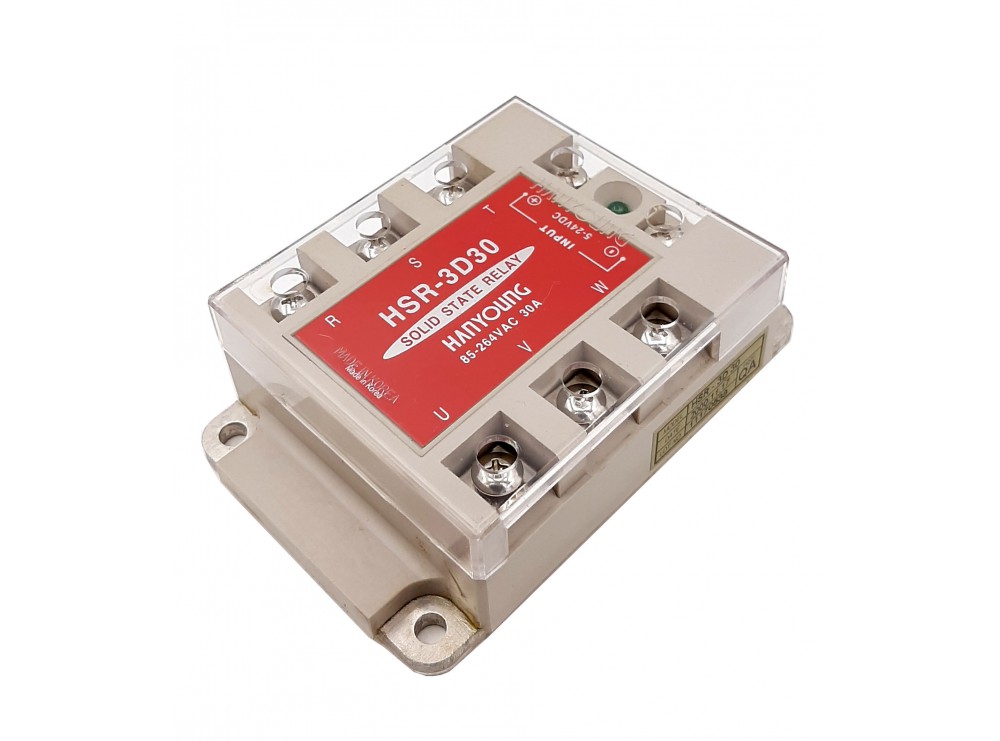 رله حالت جامد SSR سه فاز مرغوب HANYOUNG کره ای 264VAC-30A کد HSR-3D30