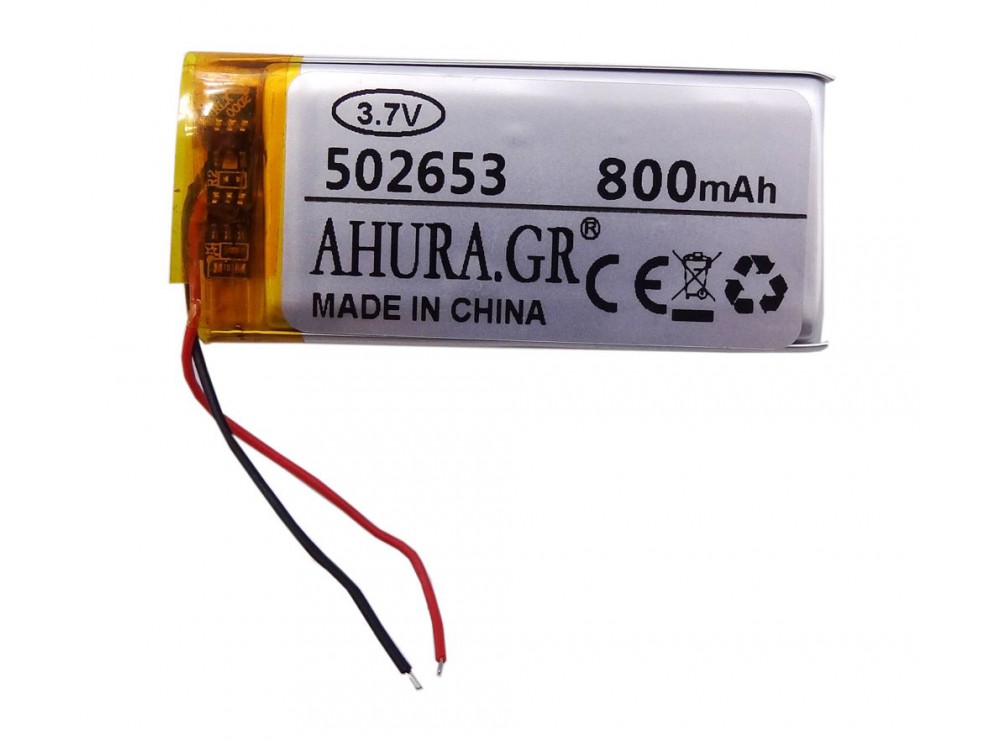 باتری لیتیوم پلیمر 3.7v ظرفیت 800mAh مارک AHURA.GR کد 502653