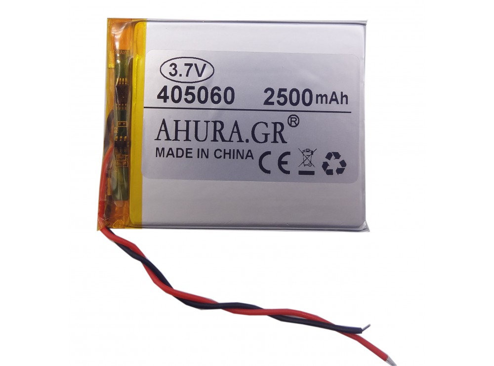باتری لیتیوم پلیمر 3.7v ظرفیت 2500mAh مارک AHURA.GR کد 405060