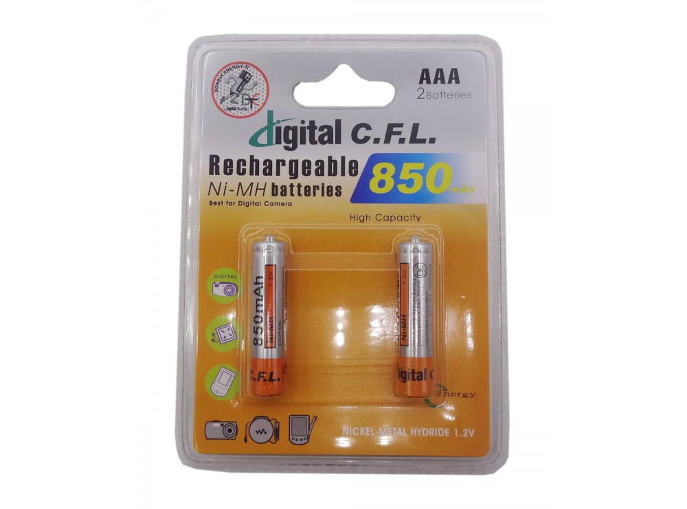 باتری نیم قلمی قابل شارژ 850mAh دوتایی مارک DIGITAL C.F.L
