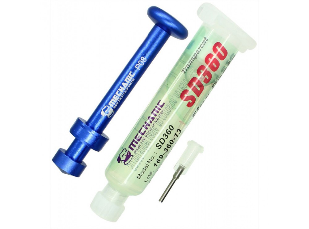 خمیر فلاکس حرفه ای 10cc سرنگی Mechanic مدل SD360 به همراه پوشر فلزی