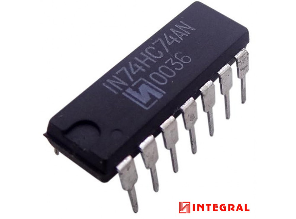 تراشه فلیپ فلاپ 74HC74AN پکیج DIP مارک INTEGRAL