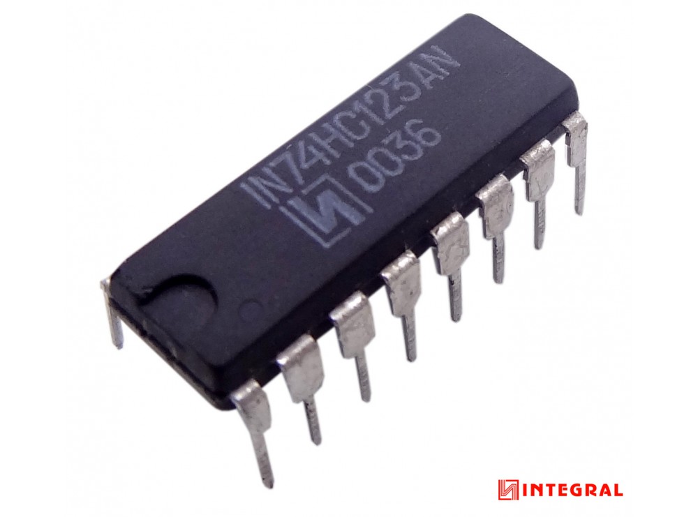 تراشه منطقی 74HC123AN پکیج DIP مارک INTEGRAL