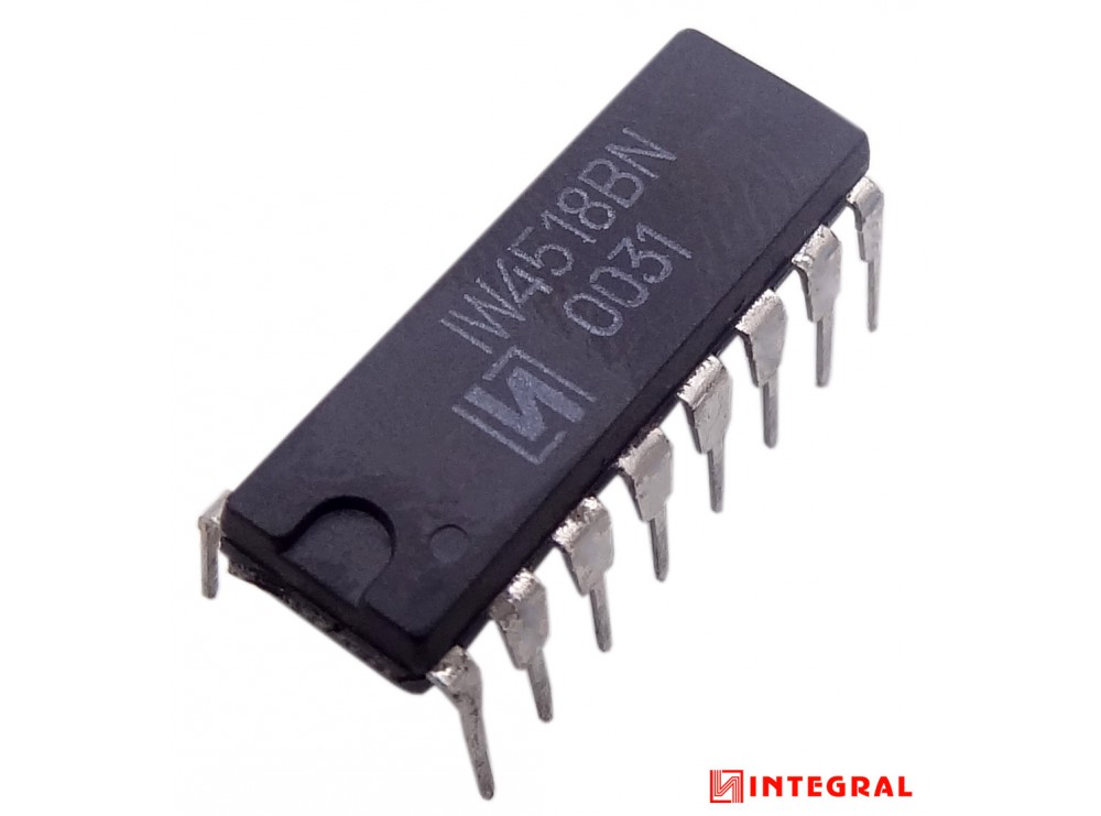 تراشه شمارنده CD4518BN پکیج DIP مارک INTEGRAL