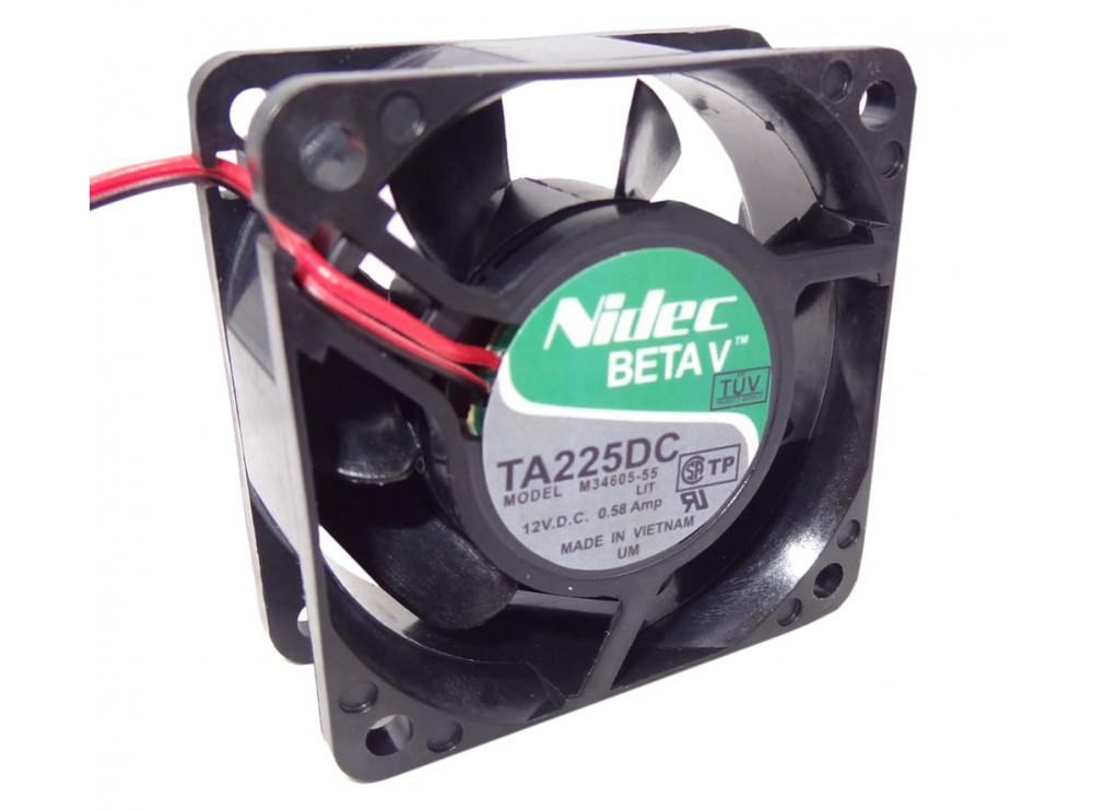 جت فن بلبرینگی 12V-0.58A سایز 6x6x2.5 مارک NIDEC مدل TA225DC M34605-55