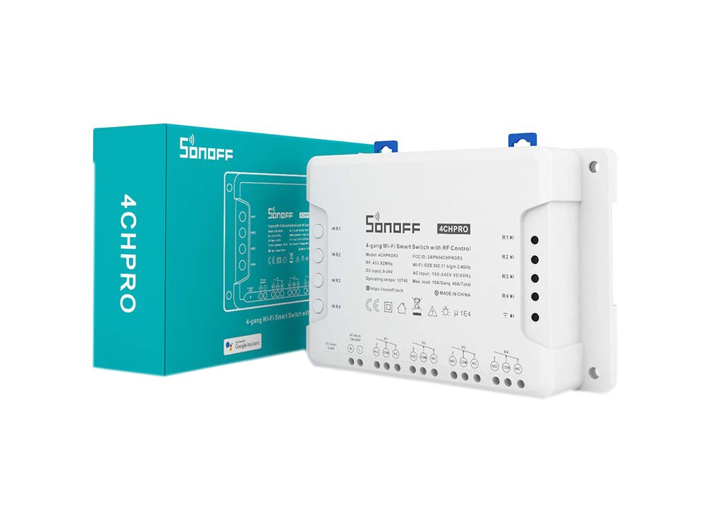 سوئیچ هوشمند 4 کاناله SONOFF 4CHPRO با قابلیت کنترل از طریق WiFi و ریموت 433MHz