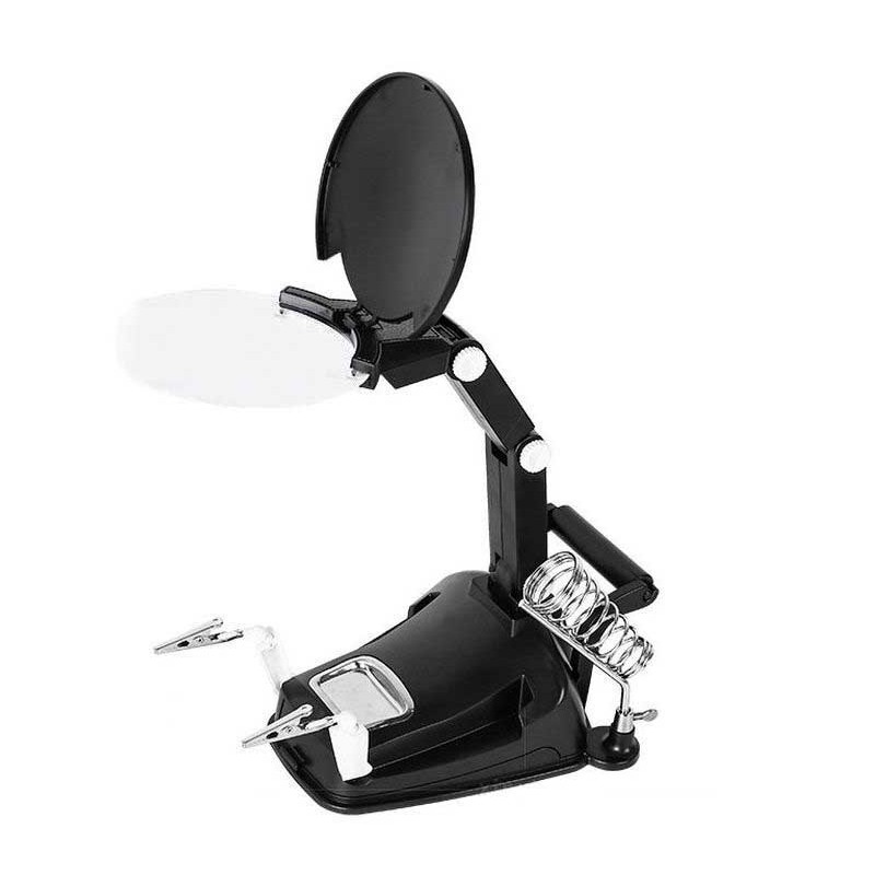 گیره مونتاژ ذره بین دار به همراه پایه هویه و نگهدارنده سیم لحیم مدل TH-7027