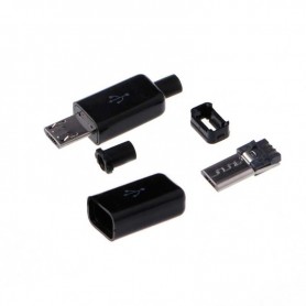 کانکتور USB Micro نری (Plug) به همراه کاور مشکی 