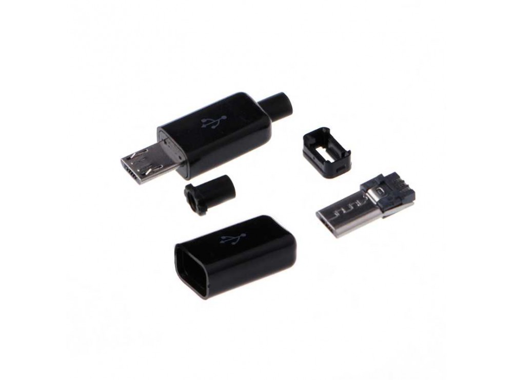 کانکتور USB Micro نری (Plug) به همراه کاور مشکی