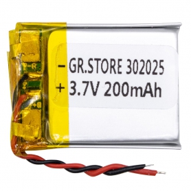 باتری لیتیوم پلیمر 3.7v ظرفیت 200mAh مارک GR.STORE کد 302025