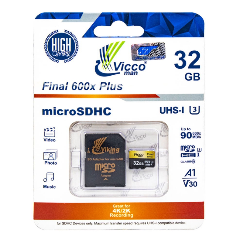 کارت حافظه MicroSDHC Class10 U3 مارک Vicco man ظرفیت 32GB