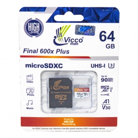 کارت حافظه MicroSDHC Class10 U3 مارک Vicco man ظرفیت 64GB