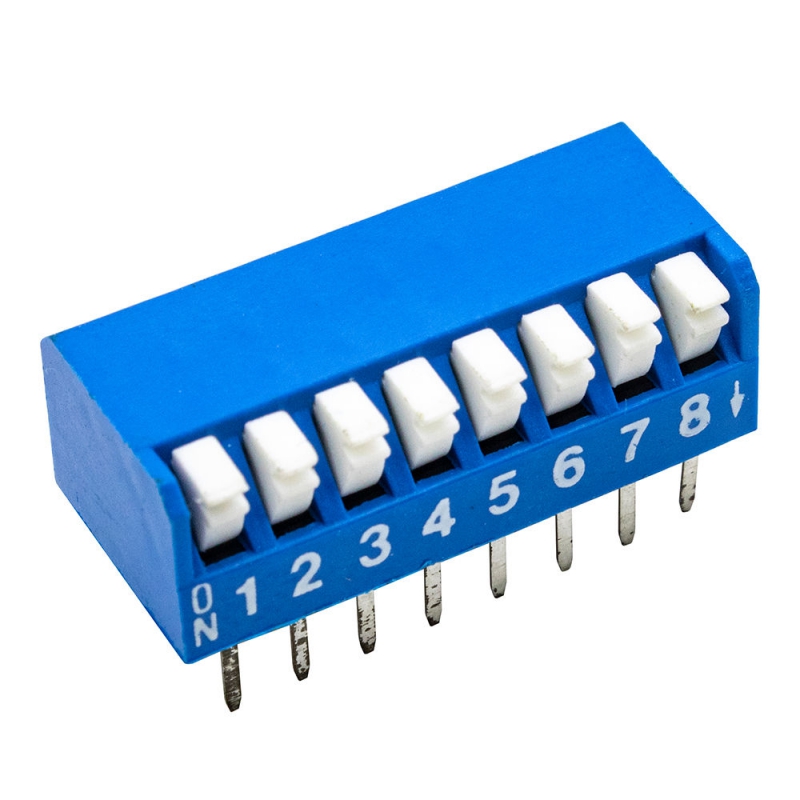 دیپ سوئیچ 8 تایی پیانویی تایوانی آبی DSR-08