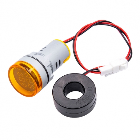 ولتمتر و آمپرمتر چراغ سیگنالی AC500V-100A زرد گرد مدل AD16-22