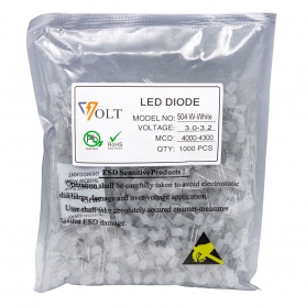 LED اوال سفید 5mm تابلو روانی مارک VOLT بسته1000 تایی