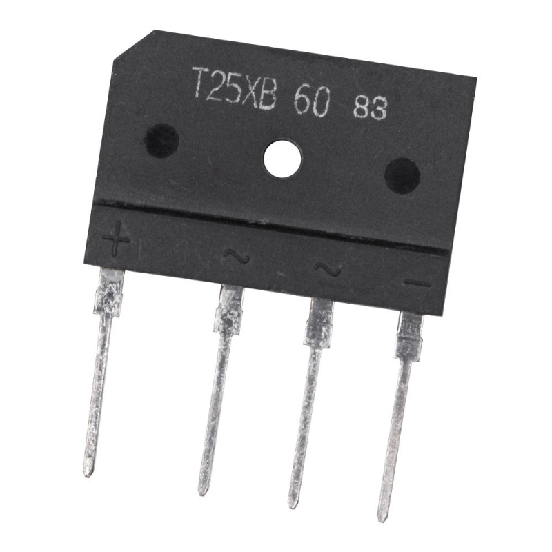 پل دیود 25A-600V تخت شانه ای T25XB60 تایوانی