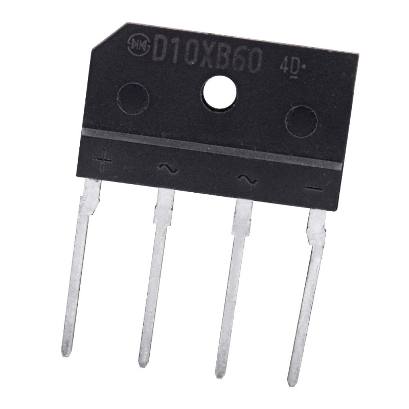 پل دیود 10A-600V تخت شانه ای D10XB60 تایوانی مارک Shindengen