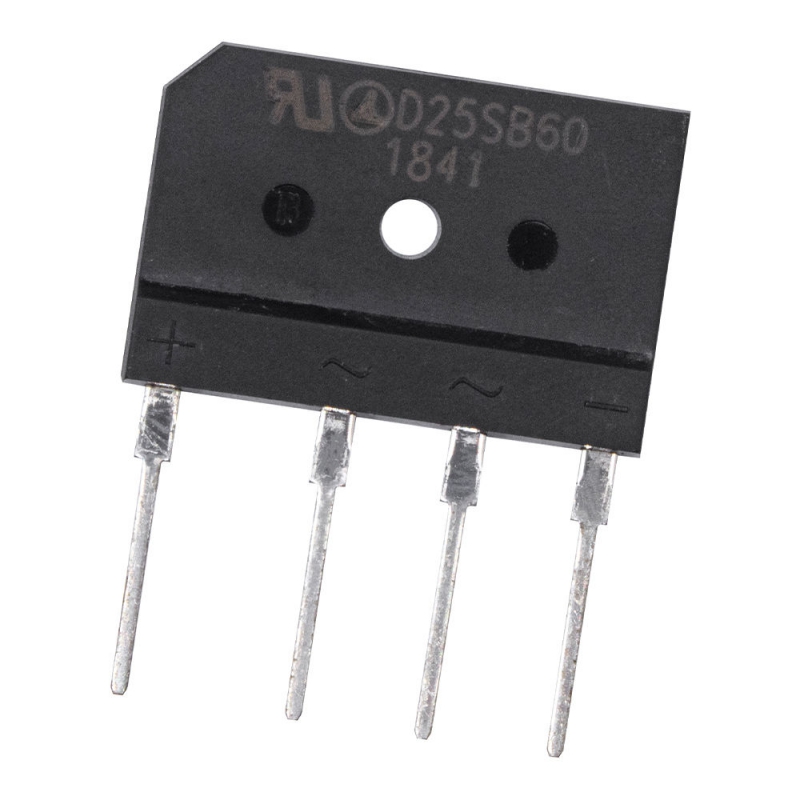 پل دیود 25A-600V تخت شانه ای D25SB60 تایوانی مارک LRC