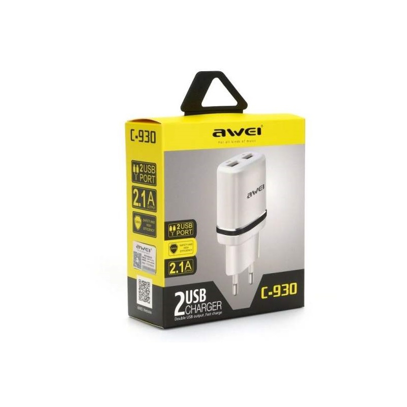 شارژر 5 ولت 2.1A آوی AWEI با دو خروجی USB مدل C-930