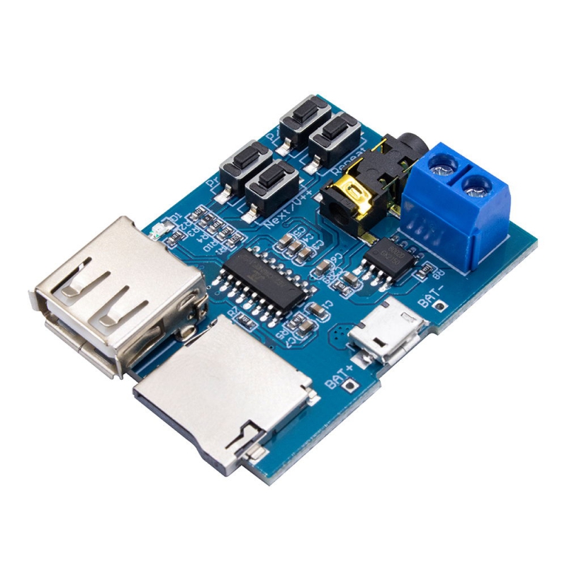 ماژول دیکودر فایل های MP3 با قابلیت خواندن دیتا از طریق MICRO SD و USB دارای کانکتور Micro USB