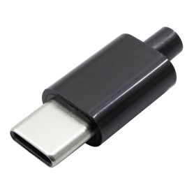 کانکتور USB Type-C نری (Plug) به همراه کاور مشکی بسته 5 تایی