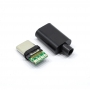 کانکتور USB Type-C نری (Plug) به همراه کاور مشکی 