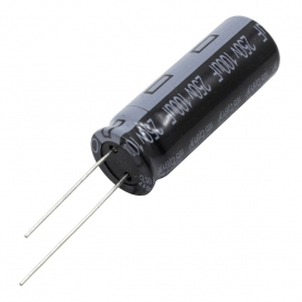 خازن الکترولیتی 100uF / 250V تایوانی مارک TAICON سری BY طول عمر 10000Hrs