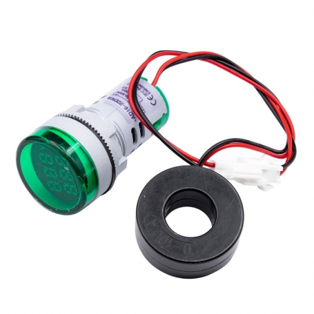 ولتمتر و آمپرمتر چراغ سیگنالی AC500V-100A سبز گرد مدل AD16-22