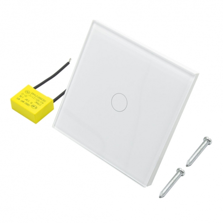 کلید تک پل هوشمند لمسی TUYA سفید با قابلیت کنترل از طریق WiFi و RF433MHz