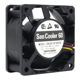 فن 12V-0.09A سه سیمه سایز 6X6 ضخامت 2.5 سانت Sanyo Denki