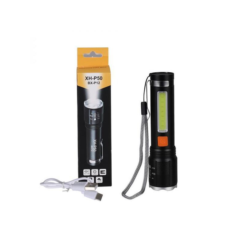 چراغ قوه UV زوم دار XH-P50 با چراغ بغل COB